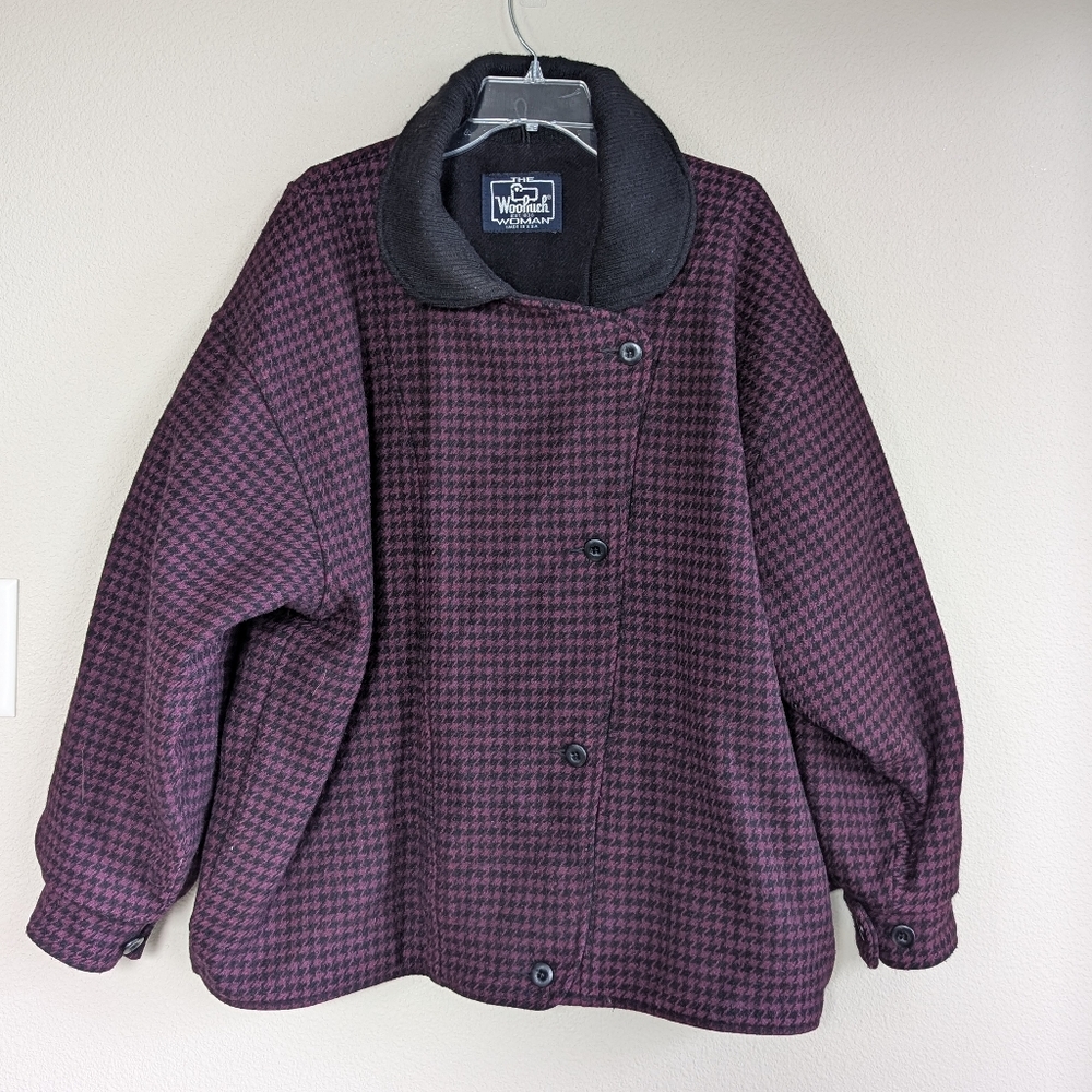 Woolrich Size Large Purple And Black Houndstooth Coat